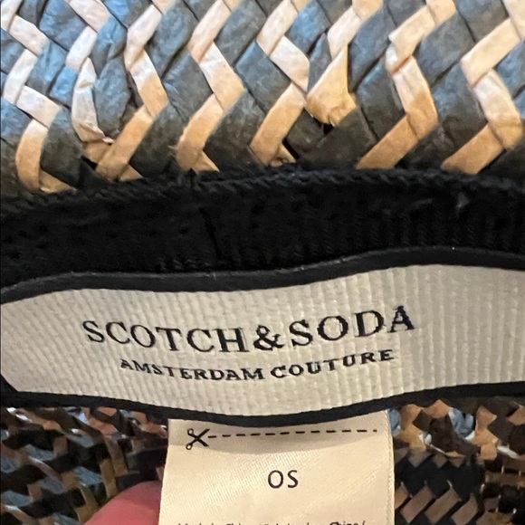 Scotch & Soda Patterned Black and Tan 100% Paper Hat - Picture 3 of 7